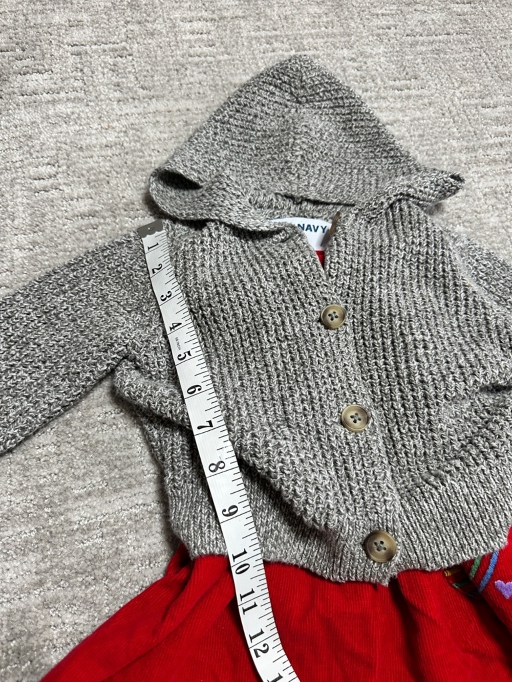 Old Navy Gray Hooded Cardigan Knit | 12-18 Months - Picture 3 of 6